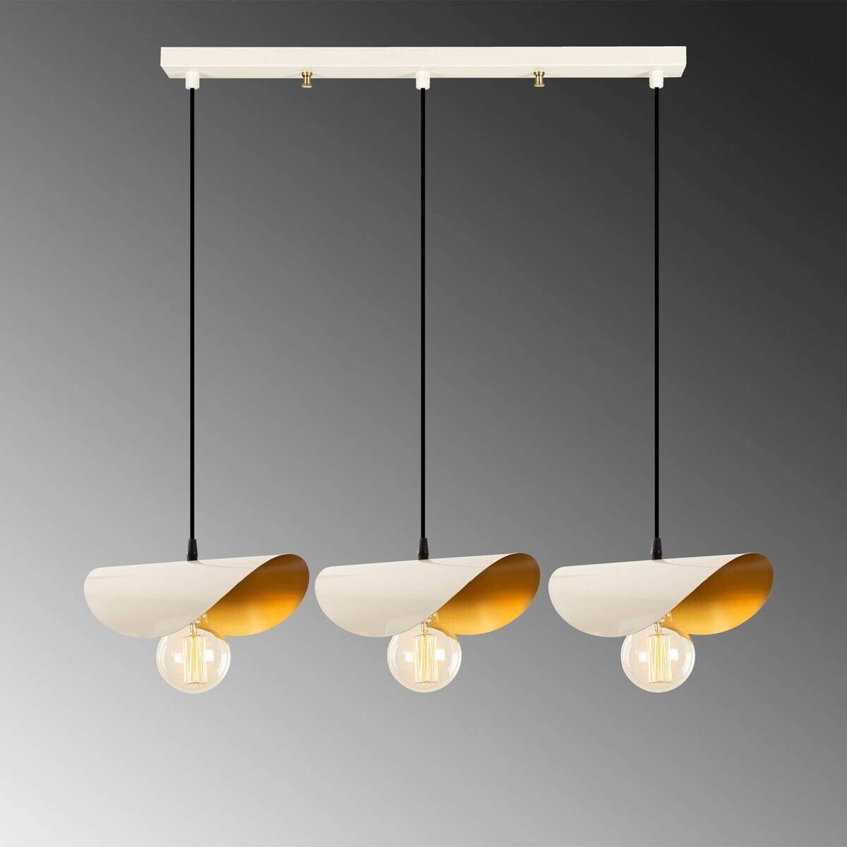 Opviq Pendelleuchte Sivani weiß gold Eisen B/H/T/L: ca. 17x106x17x80 cm E27 3 Brennstellen