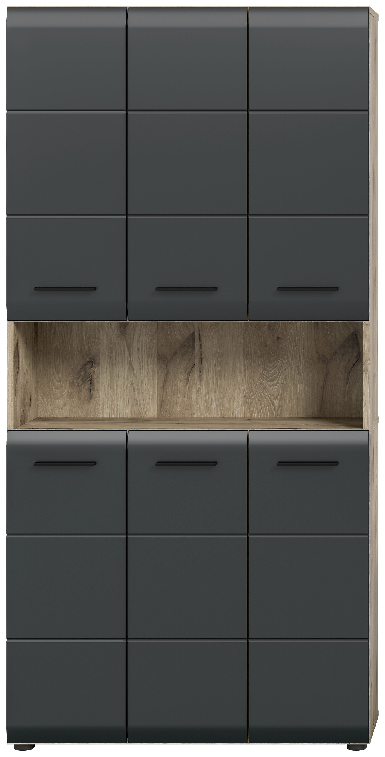Mehrzweckschrank Ice Nox Oak Nachbildung schwarz matt B/H/T: ca. 90x185x30 cm