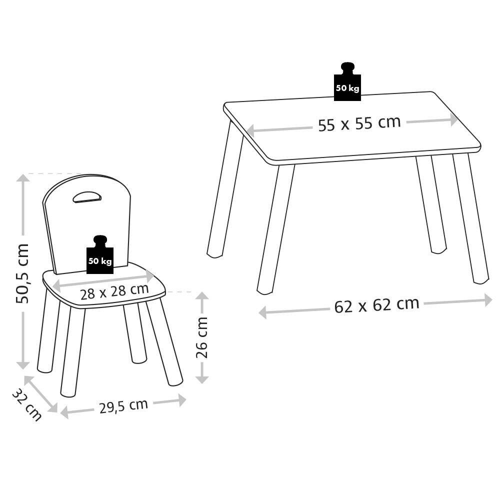 Kesper Kindertisch mit 2 Stühlen mint Spanplatte B/H/L: ca. 55x45x55 cm