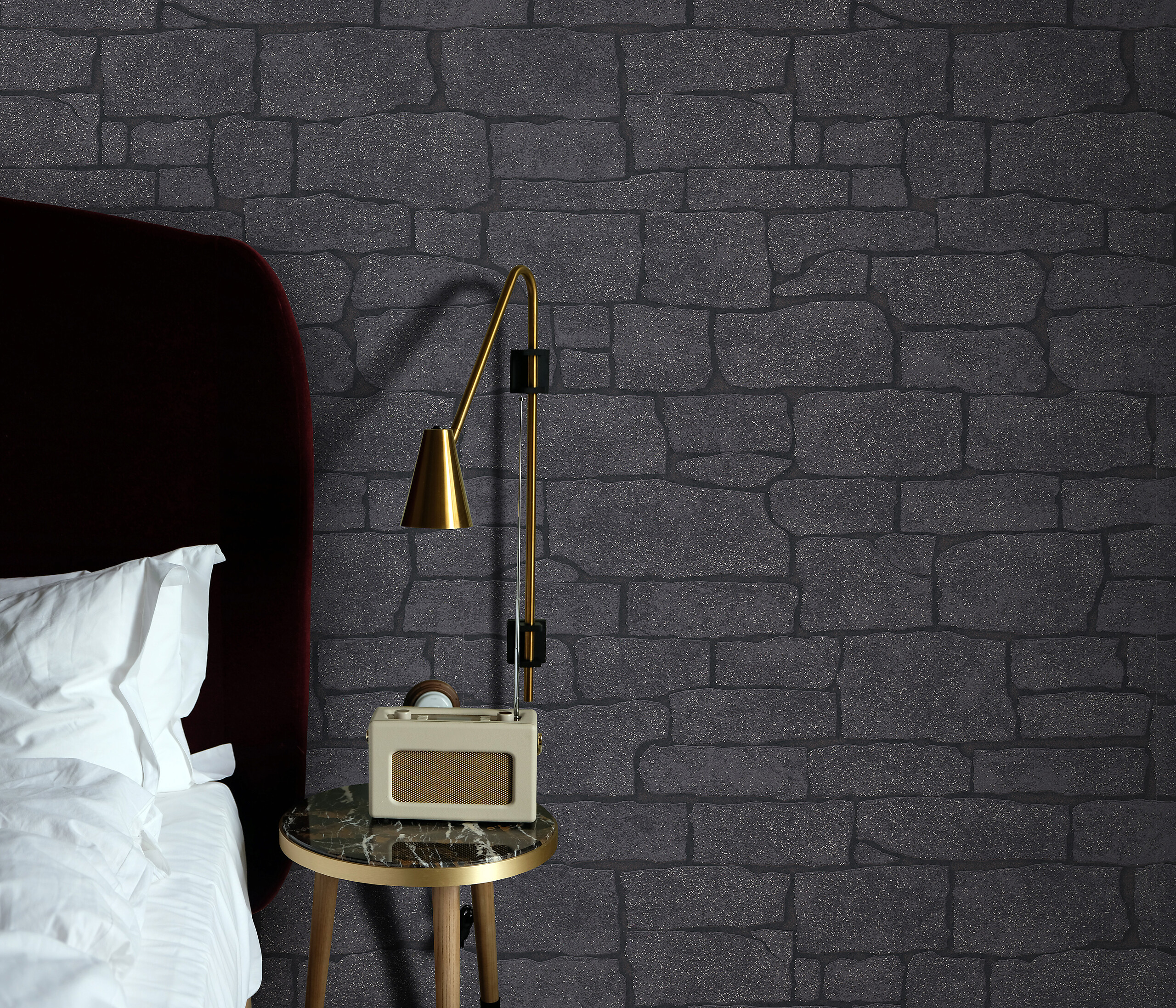 Erismann Vliestapete Steinoptik schwarz B/L: ca. 53x1005 cm