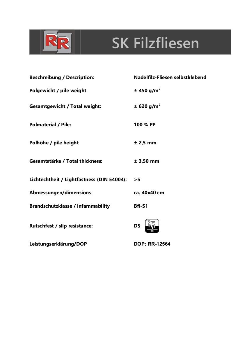 Teppichfliese Filz anthrazit B/L: ca. 40x40 cm pro Stück