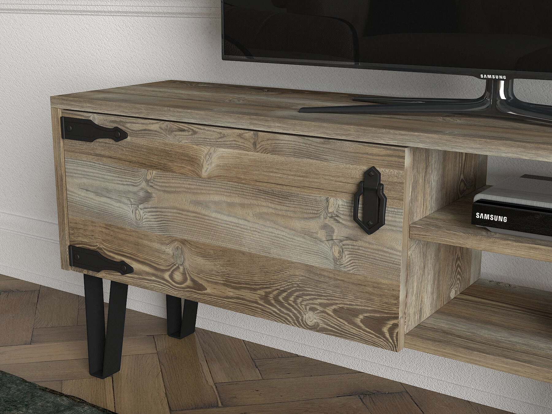 Wohnwand Costa Eiche Nachbildung B/H/T: ca. 180x49x29,5 cm