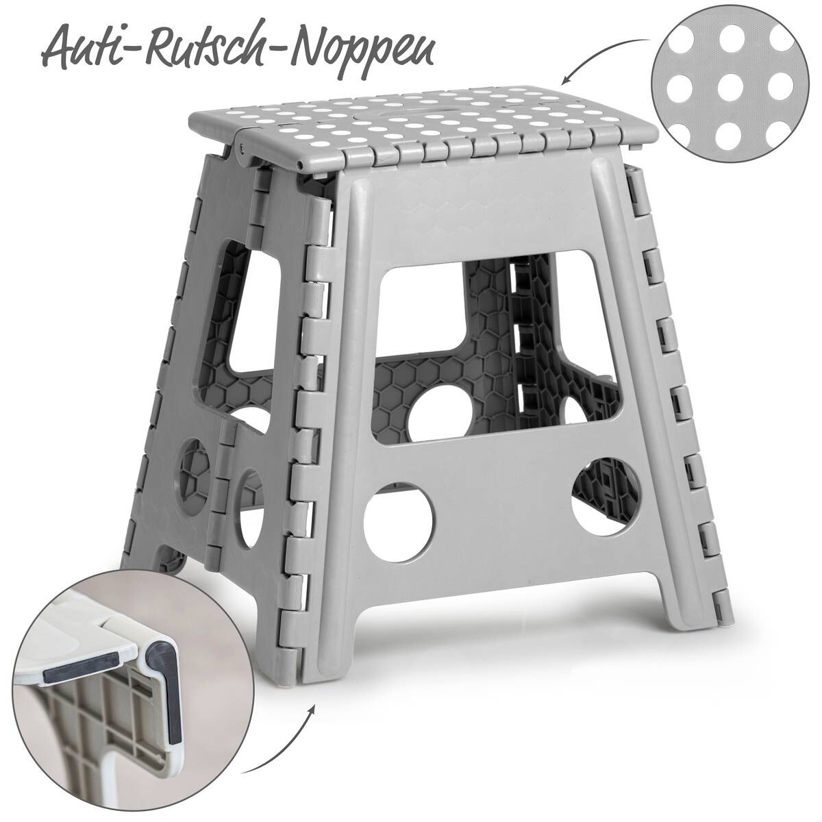 Zeller Klapphocker grau B/H/L: ca. 31x39x38,5 cm