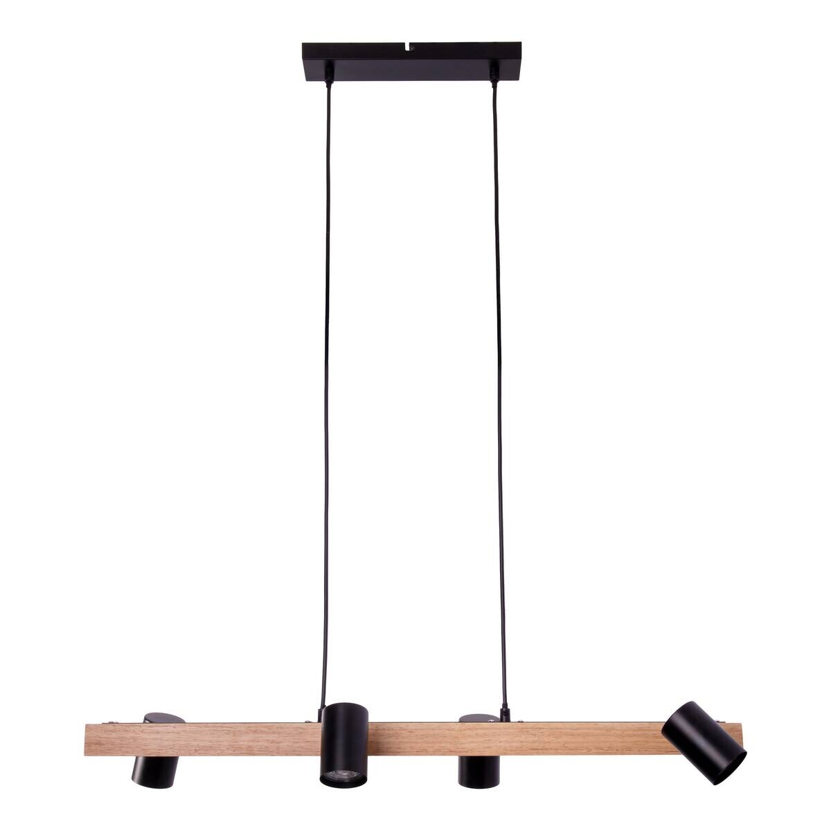 Näve Leuchten Pendelleuchte 7094522 schwarz Holz Metall B/H/T: ca. 24x120x80 cm GU10 4 Brennstellen