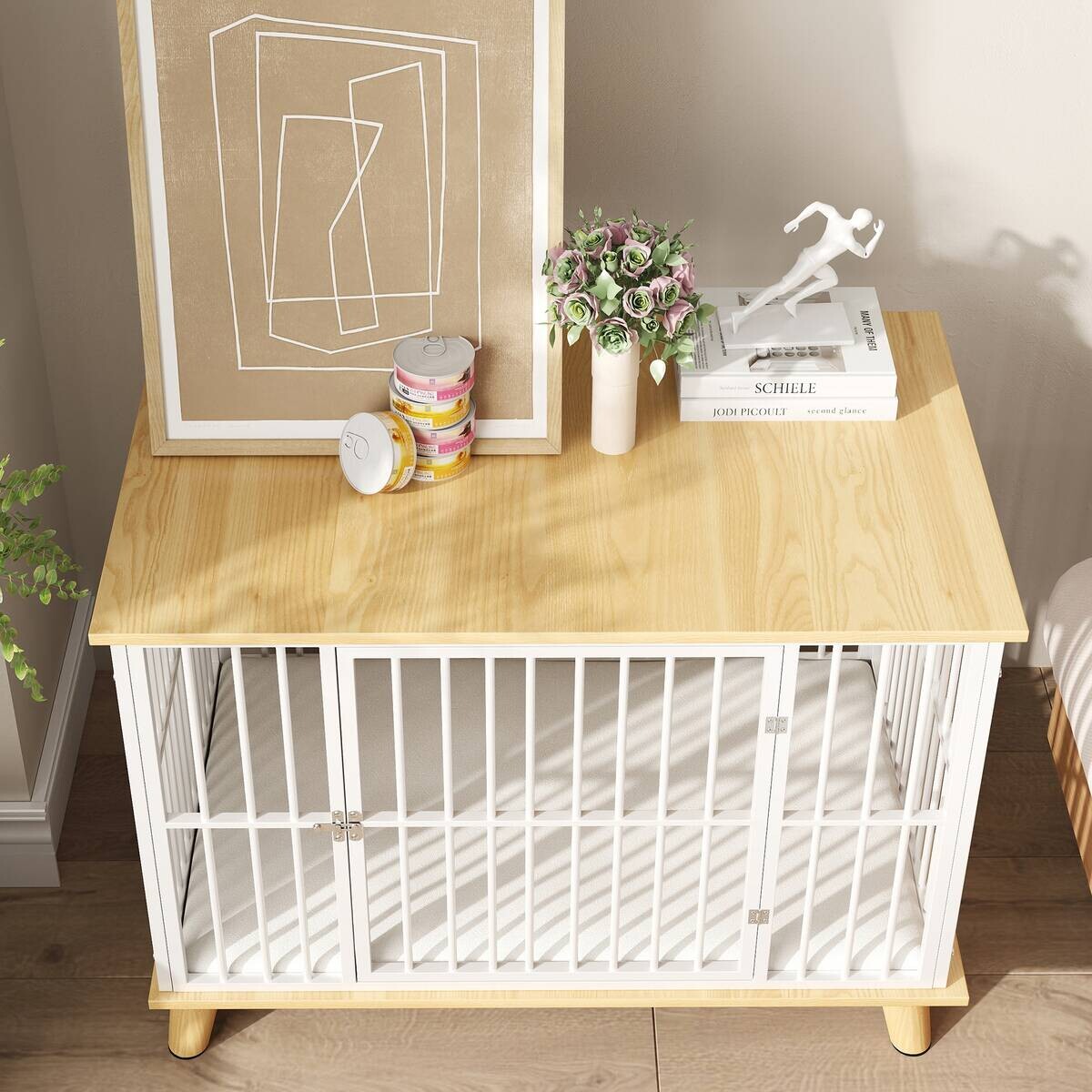 PawHut Hundekäfig Eiche Stahl B/H/L: ca. 60x70x86 cm