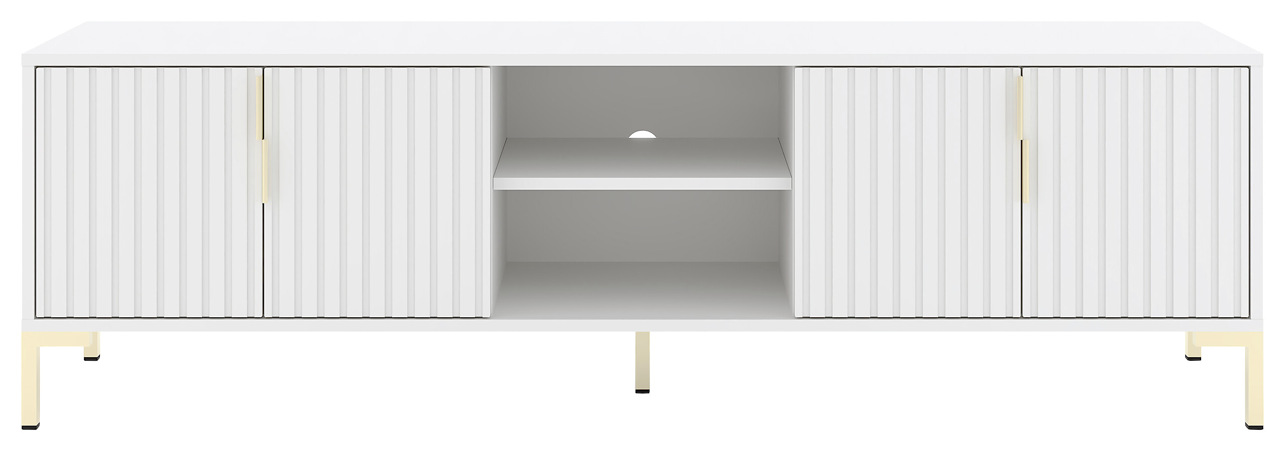 TV-Lowboard FLINN weiß matt gold Optik B/H/T: ca. 195x50x40 cm