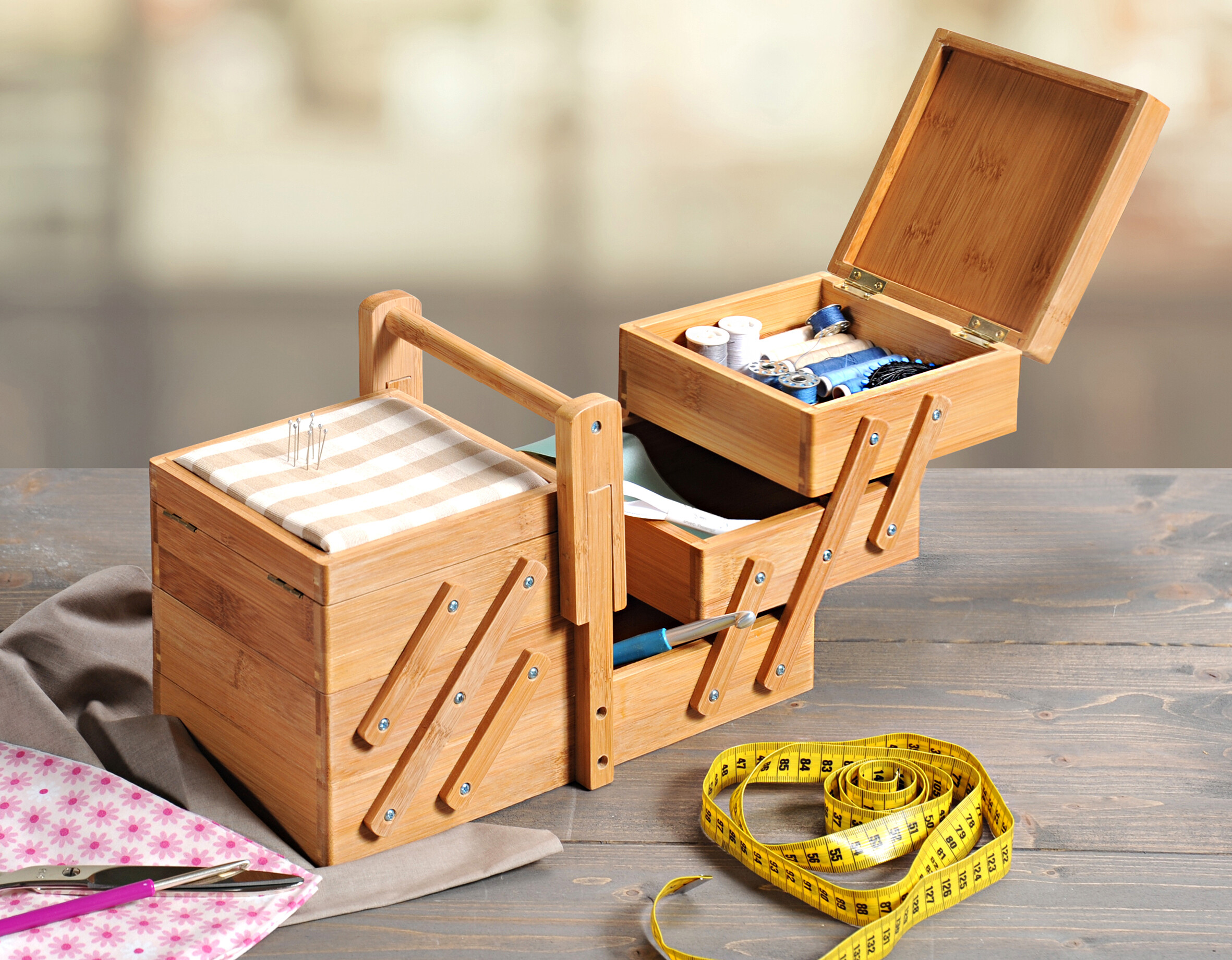 Kesper Nähkästchen braun Bambus B/H/T: ca. 29x19x16,5 cm Kesper Nähkästchen braun Bambus B/H/T: ca. 29x19x16,5 cm
