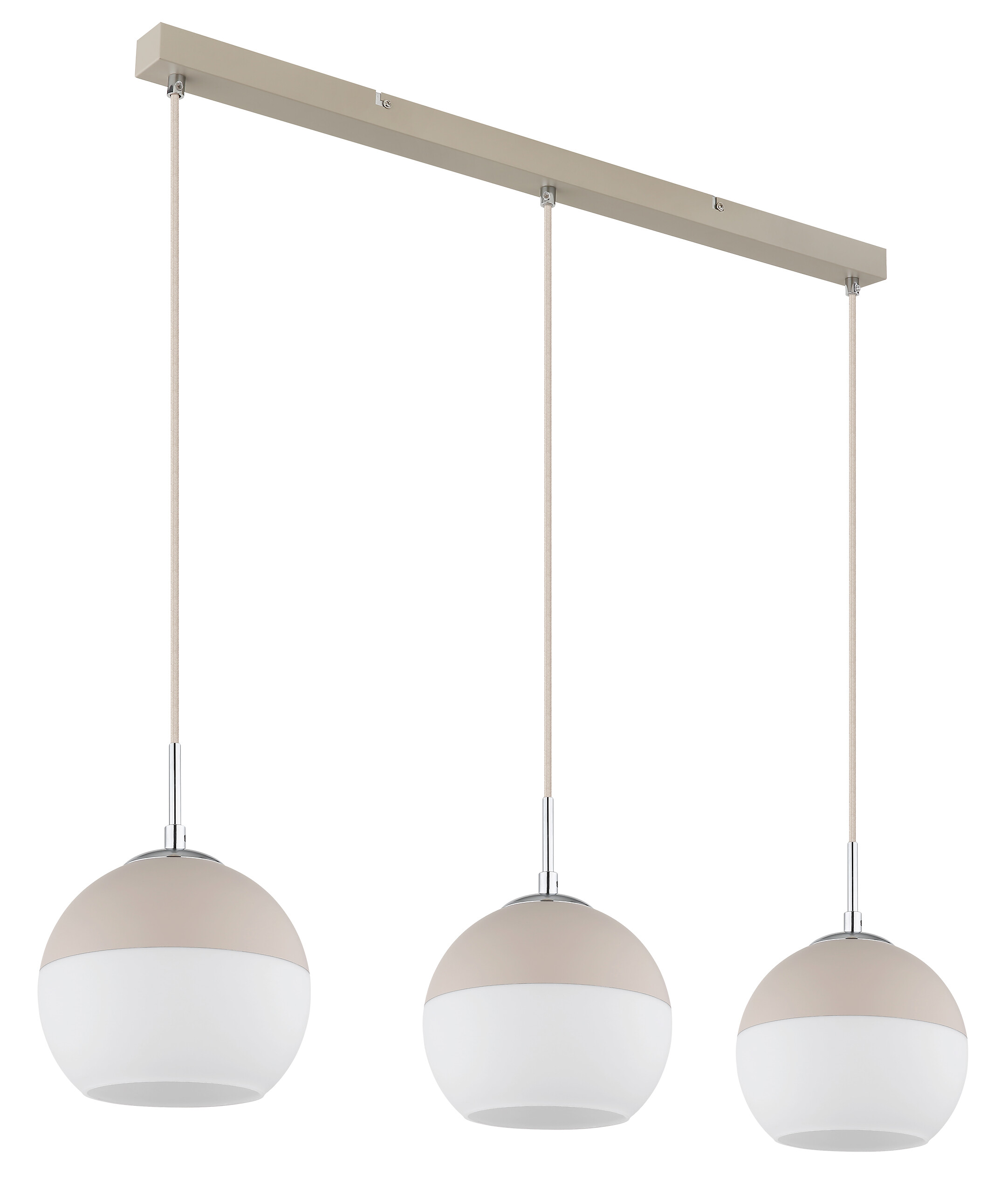 GLOBO Pendelleuchte weiß Opal sand Glas Textil Metall B/H/L: ca. 20x120x90 cm E27 3 Brennstellen