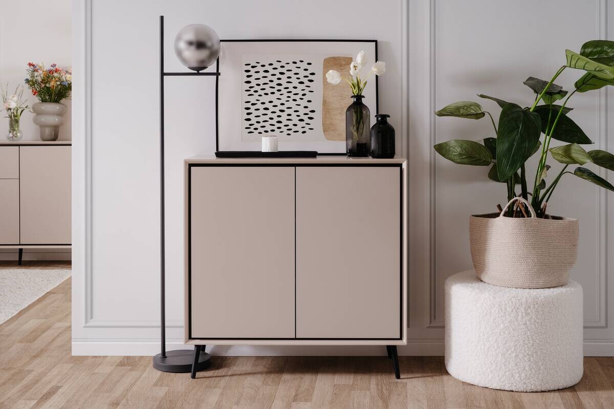 Kommode Arona sand schwarz B/H/T: ca. 90x90x38 cm