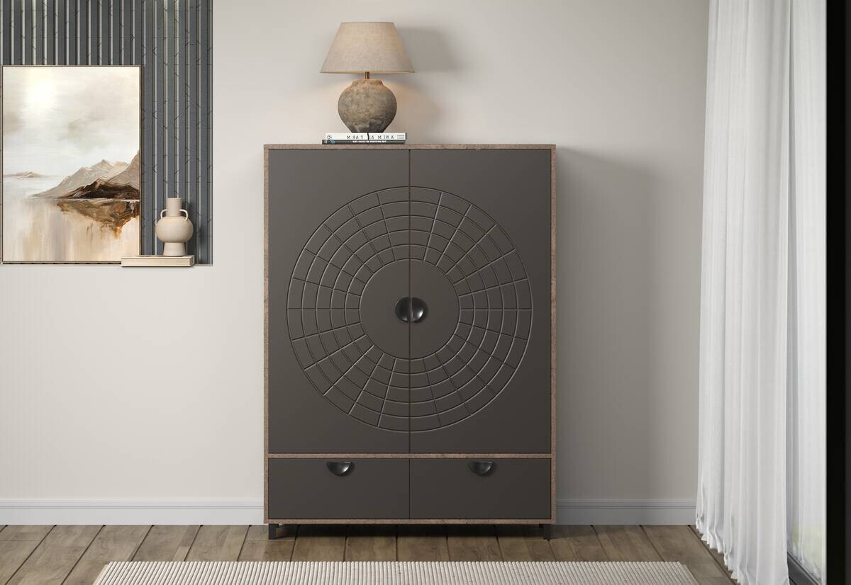 Highboard Fusion Eiche dunkel Nachbildung bronze Optik B/H/T: ca. 120x163x42 cm