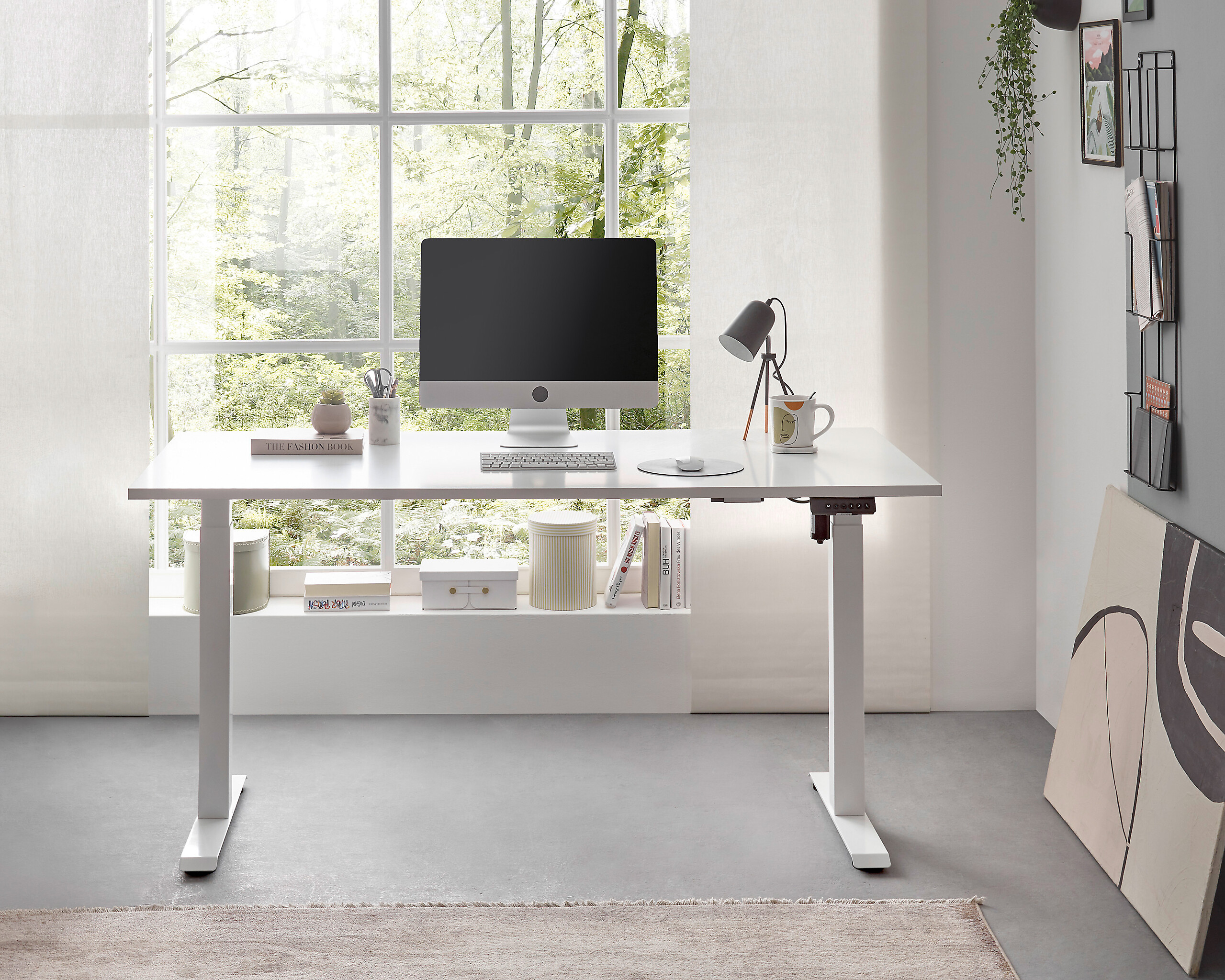 höhenverstellbarer Schreibtisch Ben weiß B/H/T: ca. 137x120x68 cm