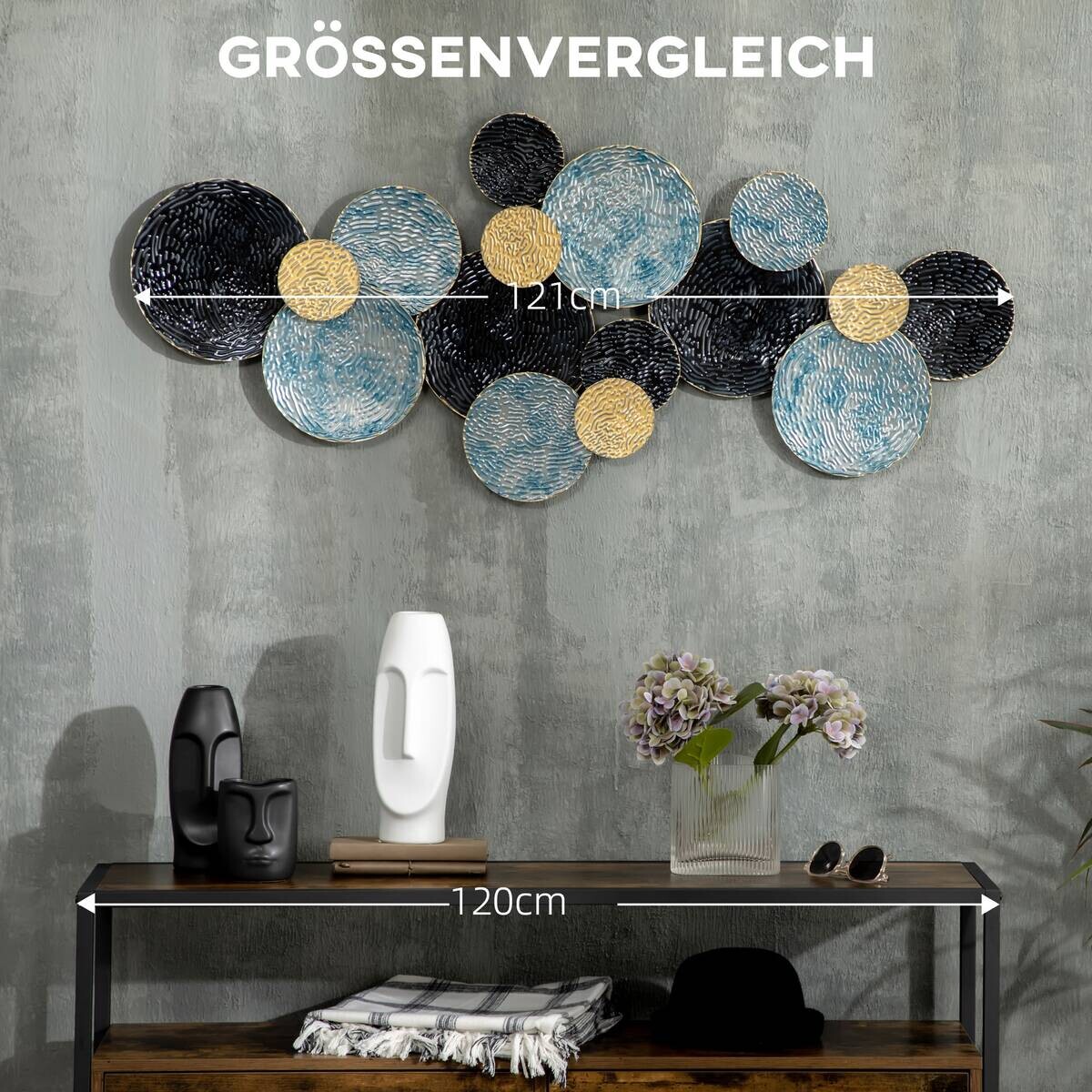 HOMCOM Wand-Element blau Edelstahl B/H/L: ca. 4x121x53 cm