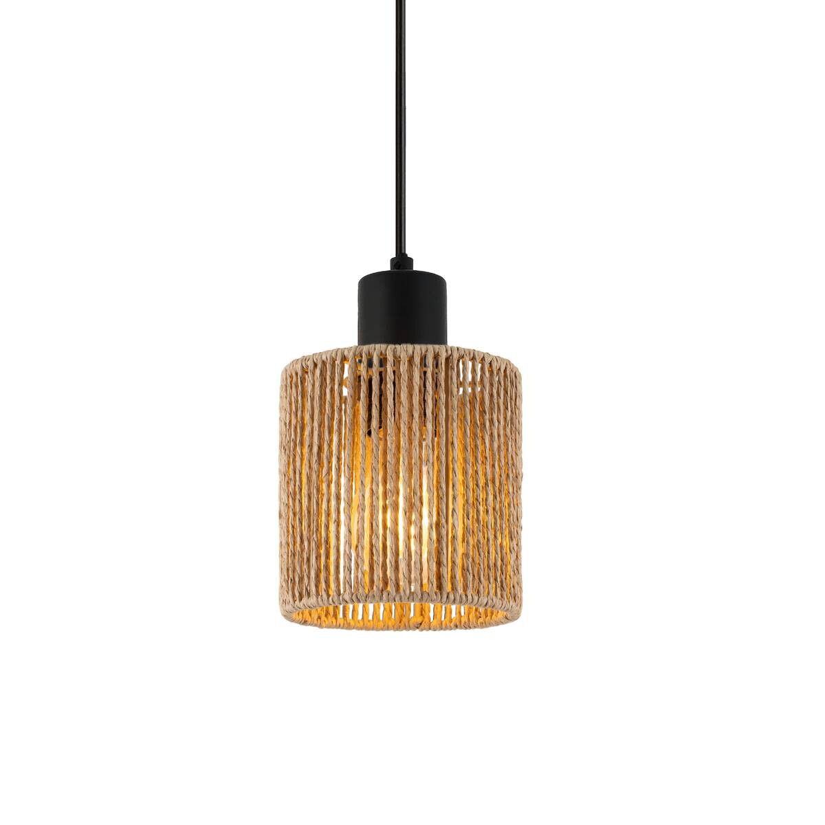 POCOline Pendelleuchte Carta schwarz natur Metall Papier B/H/L: ca. 12x120x64 cm E27 3 Brennstellen