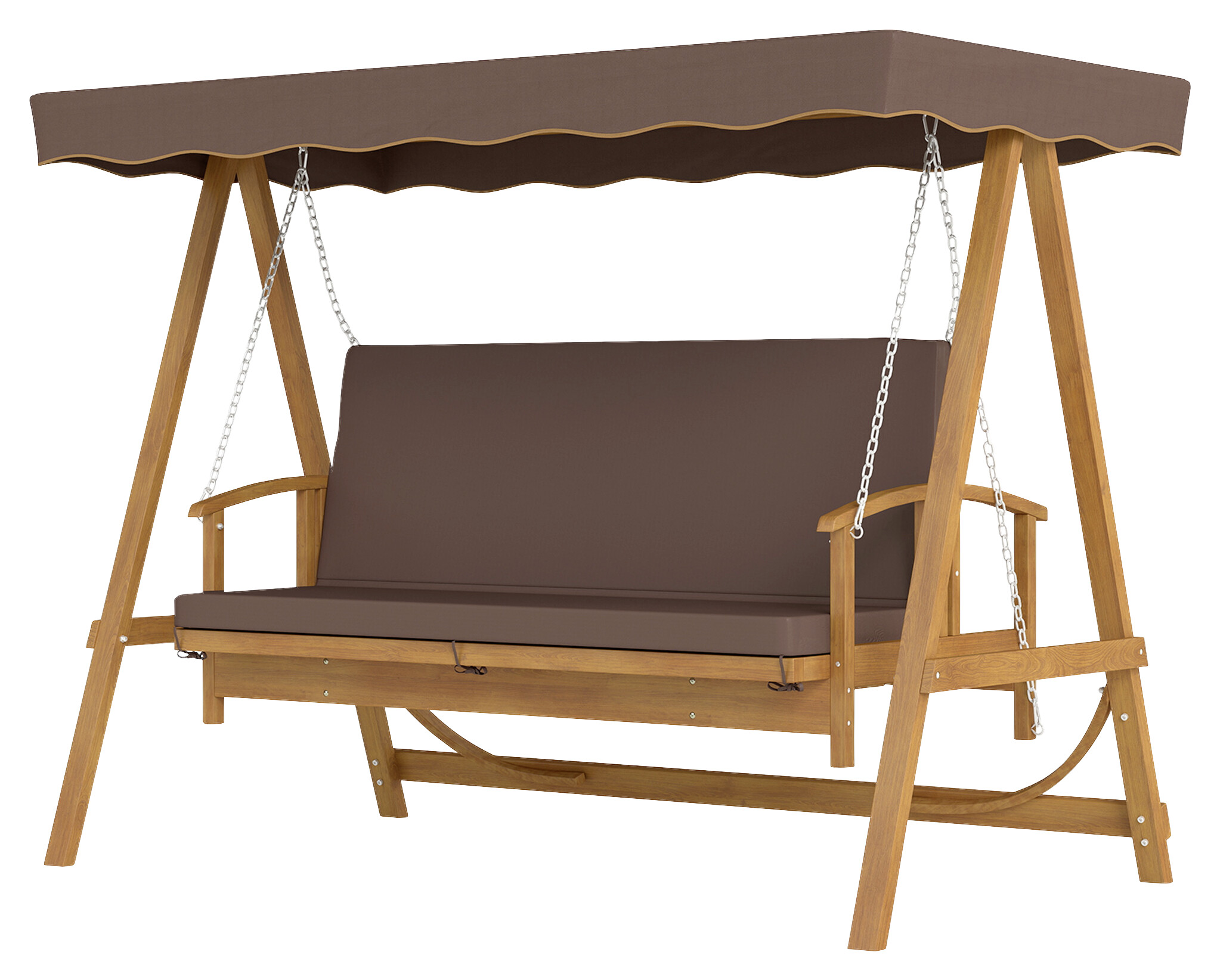 Outsunny Hollywoodschaukel braun Holz B/H/L: ca. 130x181x236 cm