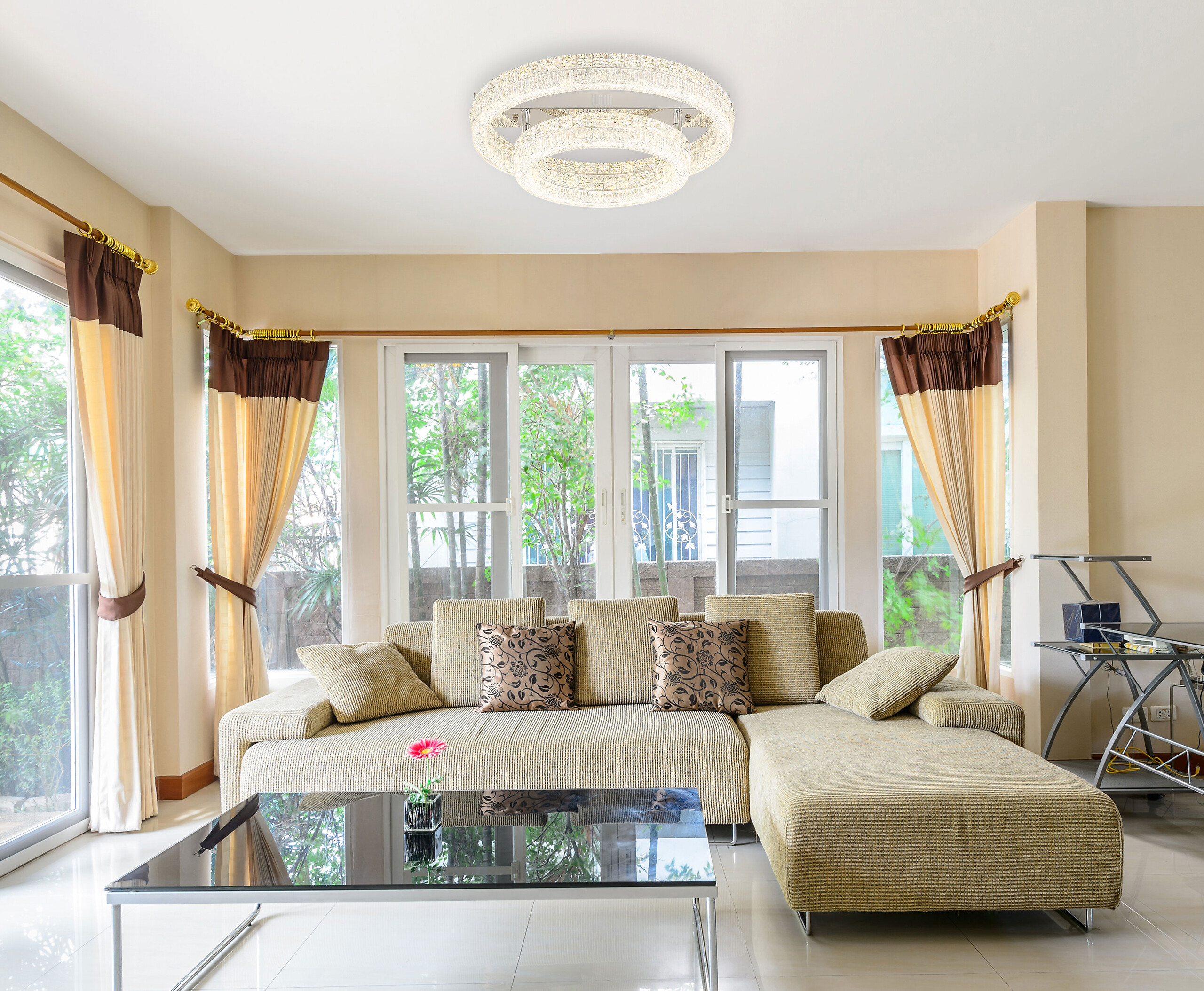 GLOBO Deckenleuchte klar Chrom Metall Glas Acryl H/D: ca. 19,5x60 cm 1 Brennstellen