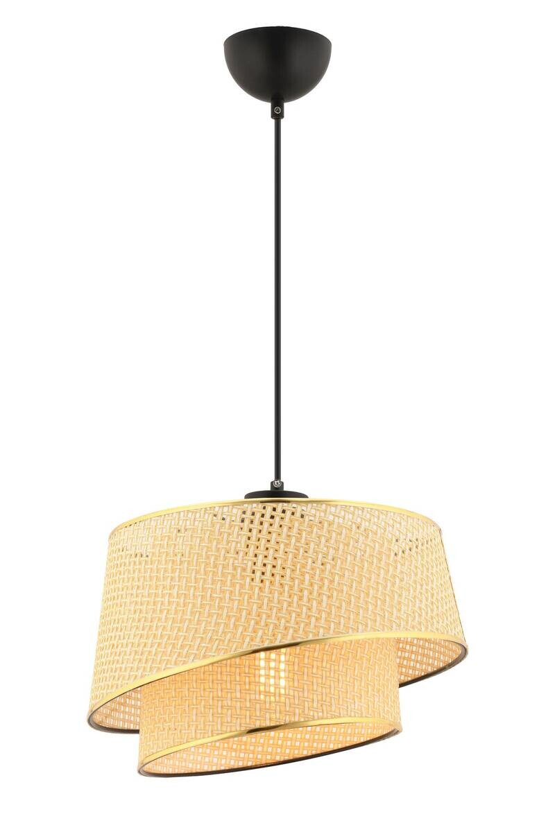 Opviq Pendelleuchte Barette kamel gold Stoff Metall B/H/L: ca. 32x65x32 cm E27 1 Brennstellen