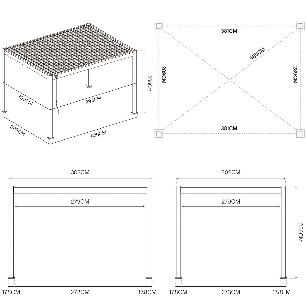 PergoLine Pergola Superior weiß Aluminium B/H/L: ca. 400x255x300 cm