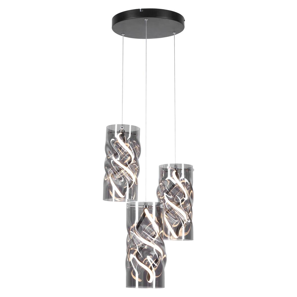 POCOline LED-Pendelleuchte Isabella schwarz Metall Glas H/D: ca. 120x39,5 cm