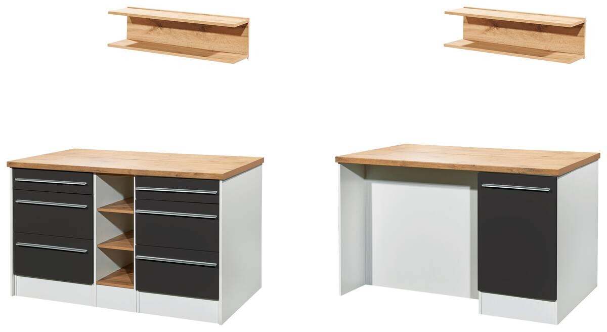 Respekta Inselküche Gabriel grau Hochglanz