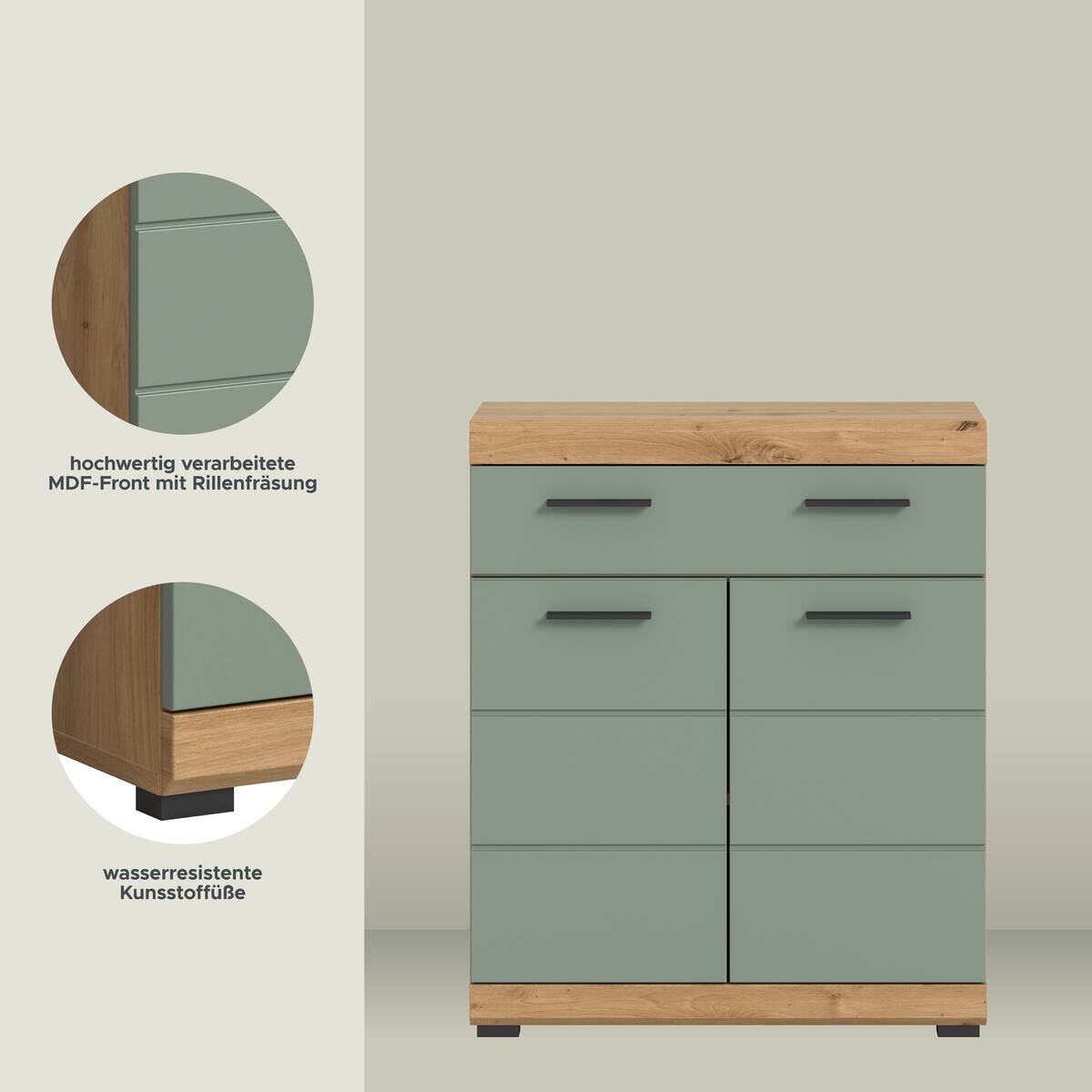 Schrank Scout Eiche Artisan Nachbildung salbei Nachbildung B/H/T: ca. 74x88x31 cm