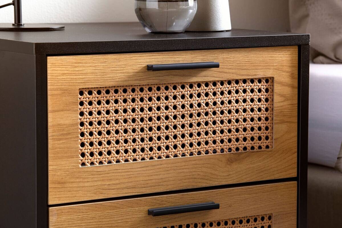 Nachtkonsole schwarz Eiche Optik B/H/T: ca. 45x55x45 cm