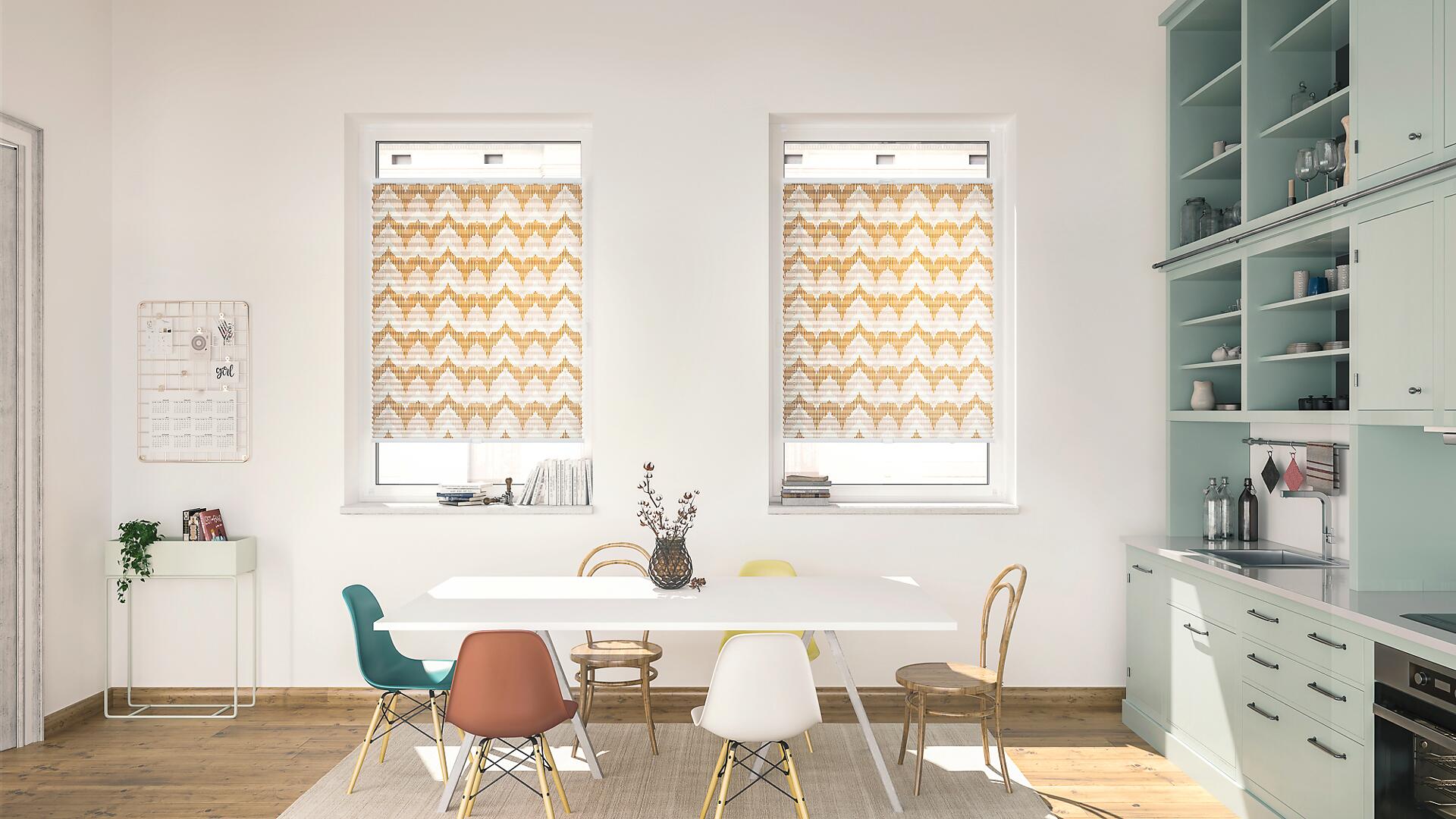 LICHTBLICK Spannplissee Boho Zig Zag gelb B/L: ca. 80x130 cm