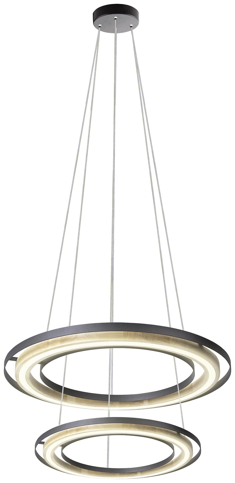 GLOBO LED-Pendelleuchte RILAS schwarz natur Bambus Metall H/D: ca. 150x56 cm 2.0 Brennstellen