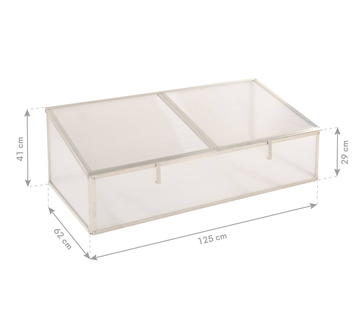 Westmann Frühbeetaufsatz Genus silber B/H/L: ca. 125x29x62 cm