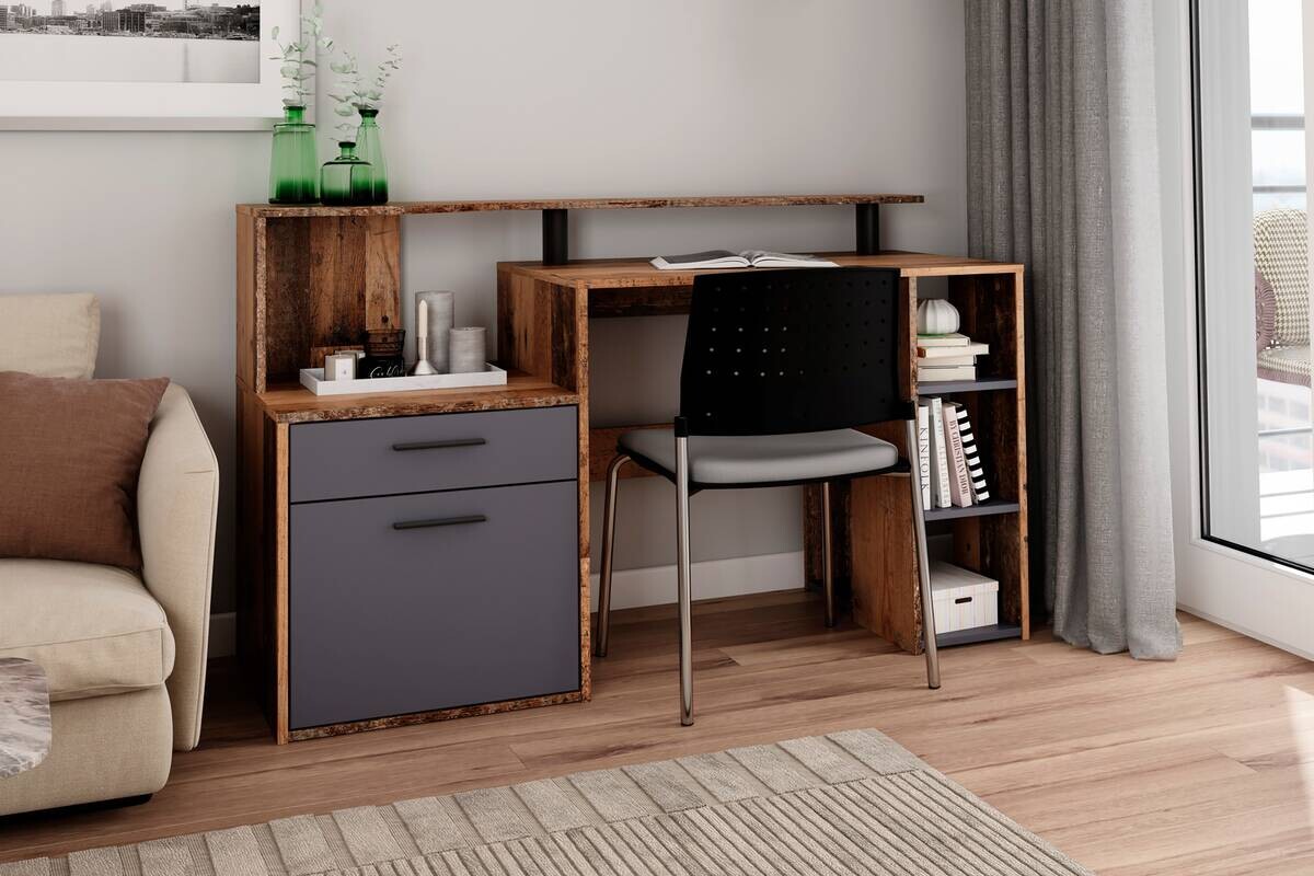 Schreibtisch LOUIS anthrazit B/H/T: ca. 140x89x55 cm