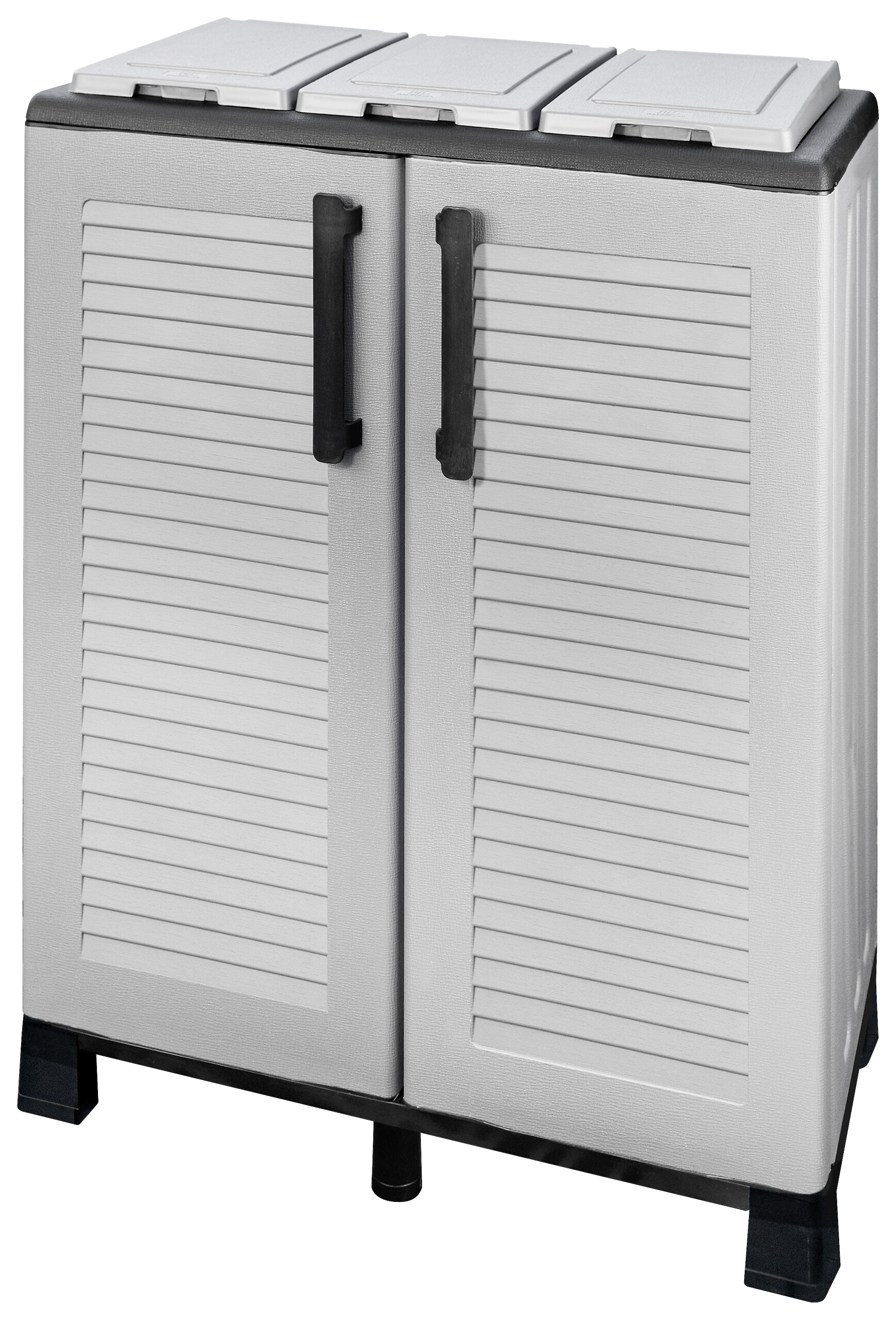 ArtPlast Mülltrennungsschrank Family hellgrau Kunststoff B/H/T: ca. 68x90x37 cm