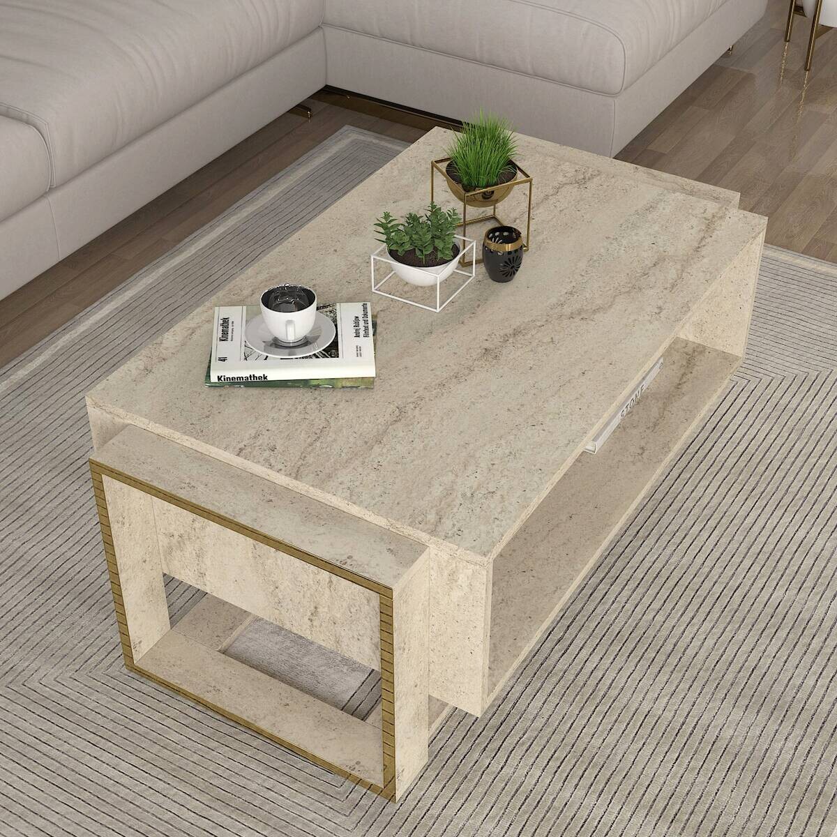 moebel17 Couchtisch Bianco beige Spanplatte B/H/T: ca. 107x41x60 cm