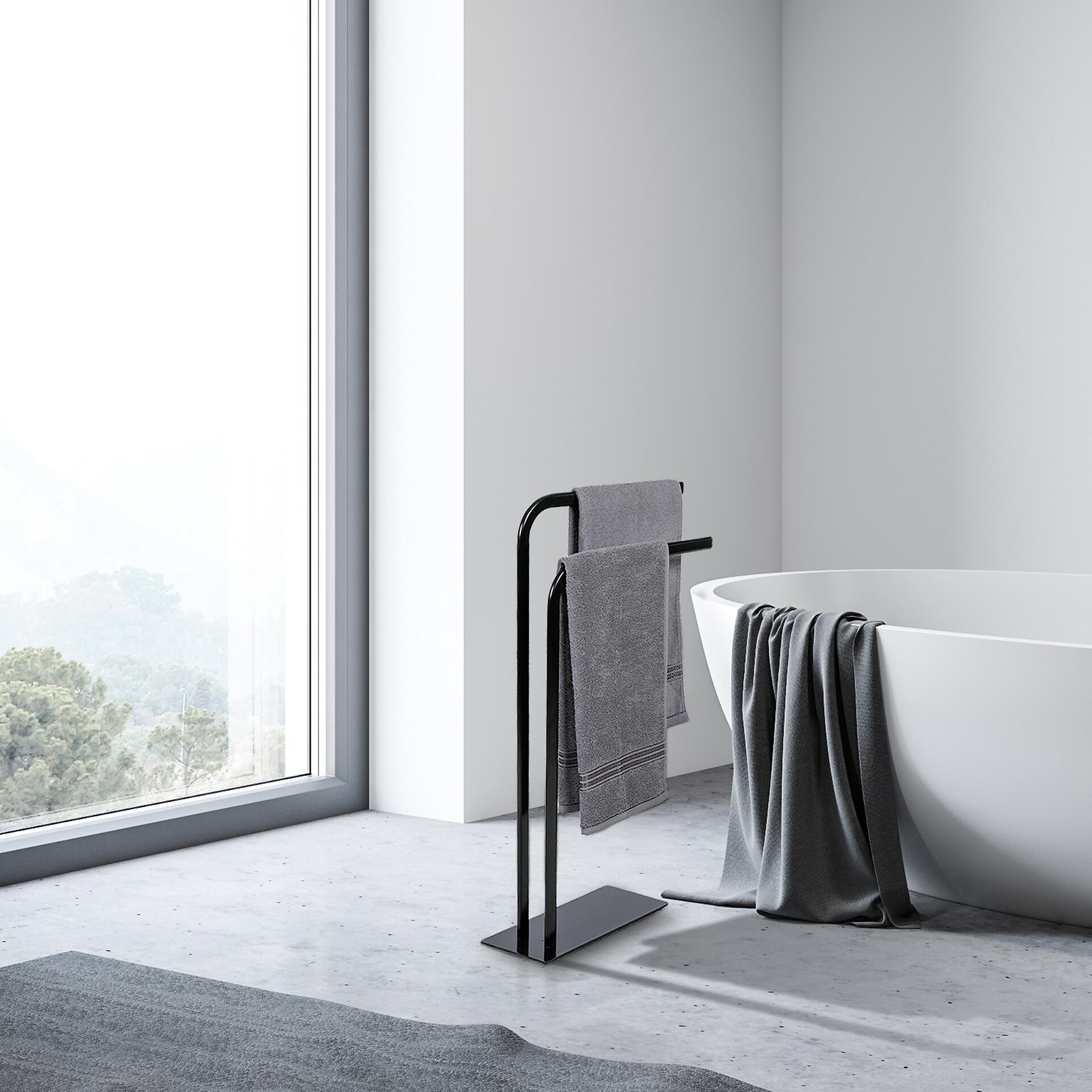 Axentia Handtuchständer schwarz Metall