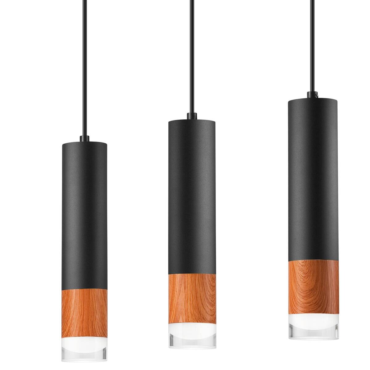 Lamkur Pendelleuchte schwarz Stahl Glas B/H/L: ca. 8x95x45 cm GU10 3 Brennstellen