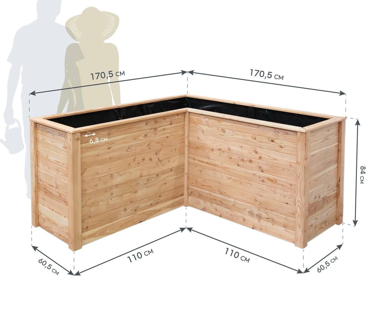 Westmann Hochbeet Klassik L natur Holz B/H/L: ca. 170x84x1705 cm