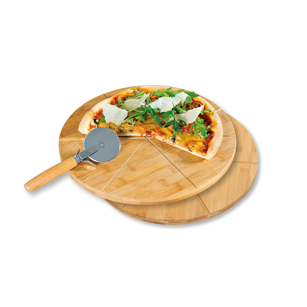 Kesper Pizzateller braun Bambus B/H/L: ca. 32x32x4 cm