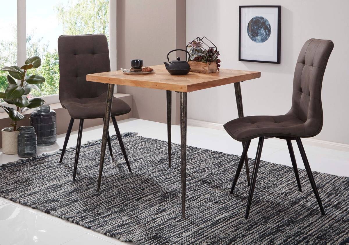 Esstisch natur schwarz pulverbeschichtet B/H/T: ca. 80x72x80 cm