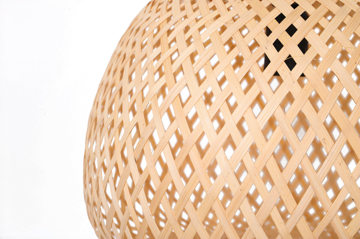 POCOline Pendelleuchte Bella natur schwarz Bambus Kunststoff L/D: ca. 130x35 cm E27 1 Brennstellen