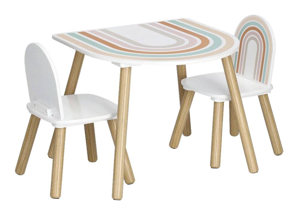 Zeller Kindertisch mit 2 Stühlen Rainbow bunt Kiefer B/H/T: ca. 55x55x45 cm Zeller Kindertisch mit 2 Stühlen Rainbow bunt Kiefer B/H/T: ca. 55x55x45 cm