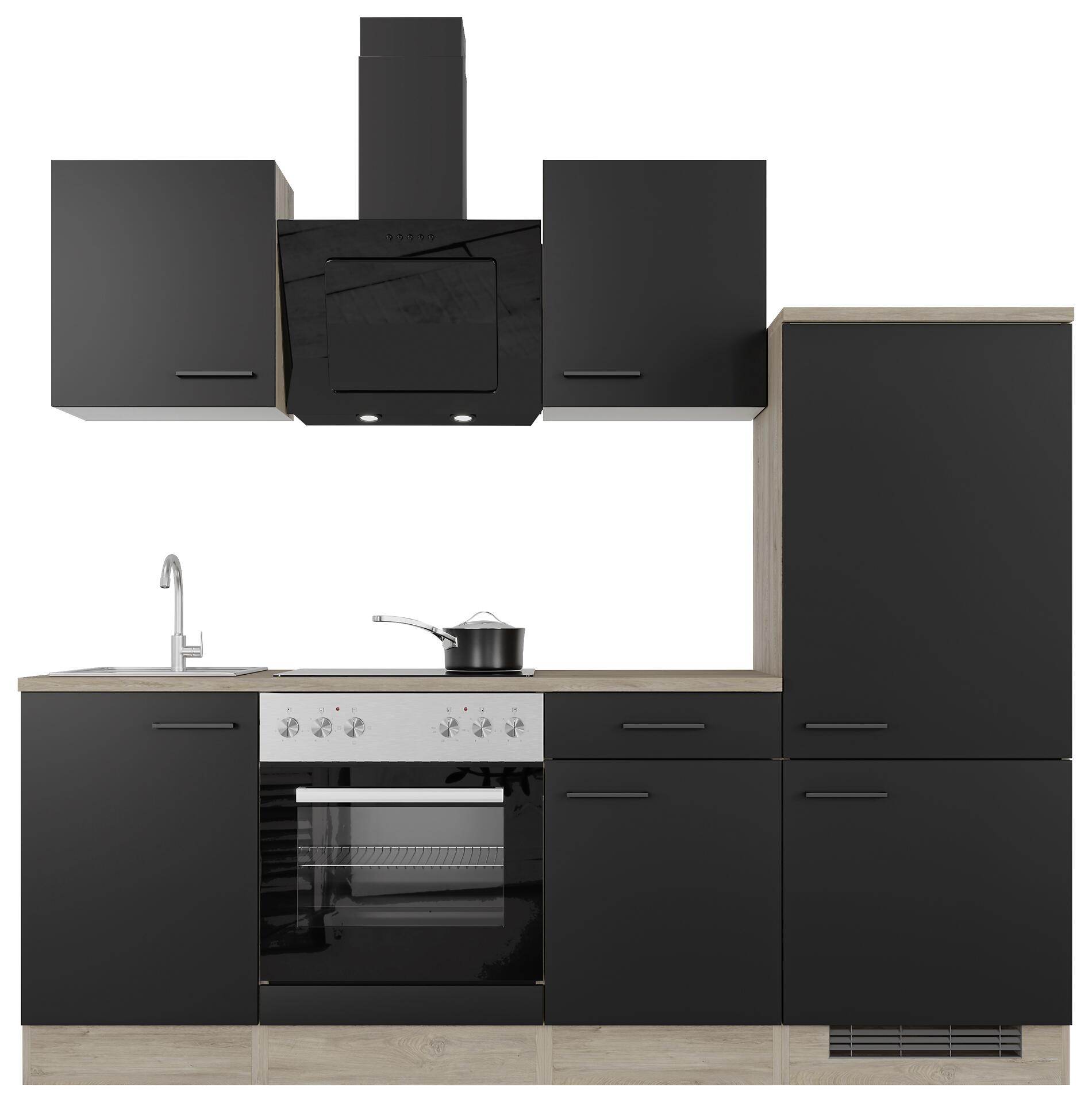 Küchenblock Capri schwarz matt B/H/T: ca. 220x200x60 cm