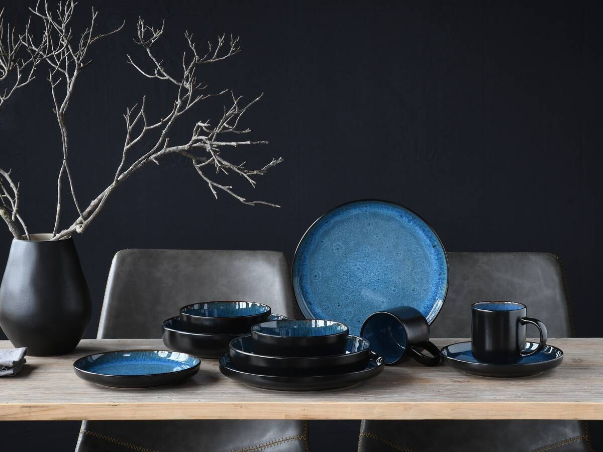 CreaTable Kombiservice Nordic Fjord blau Steinzeug 10 tlg.