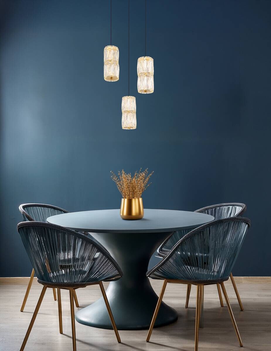 GLOBO Pendelleuchte mattschwarz klar gold Glas Metall H/D: ca. 150x36 cm 1.0 Brennstellen