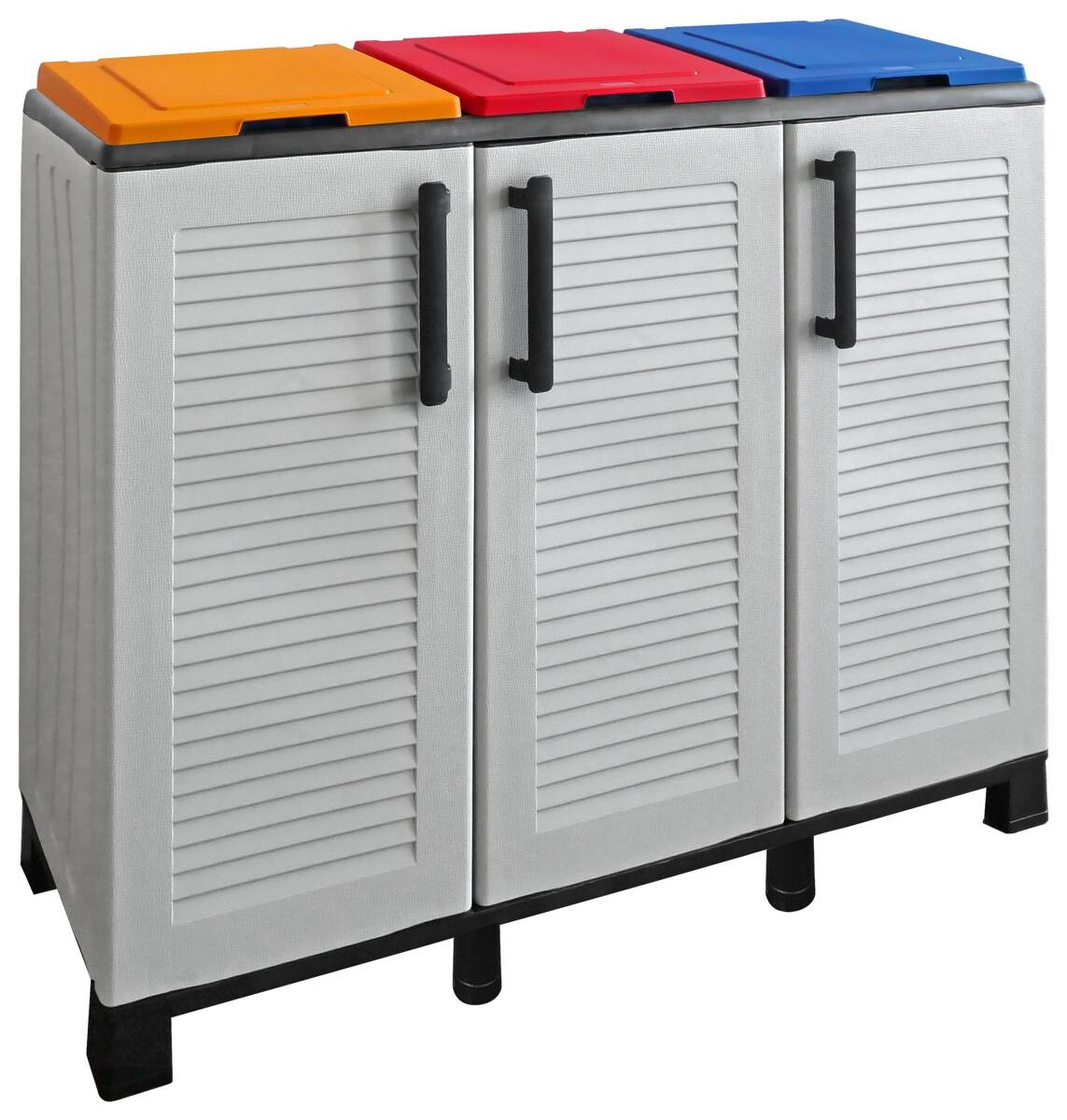 ArtPlast Mülltrennungsschrank Family hellgrau Kunststoff B/H/T: ca. 102x90x37 cm