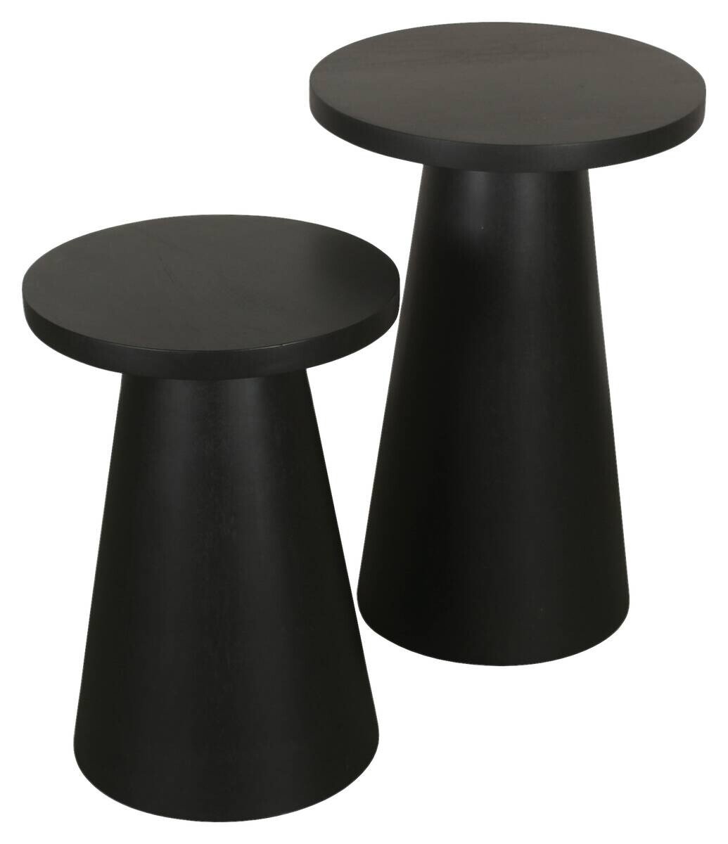 Beistelltisch CONE, 2er-Set schwarz lackiert Akazie H/D: ca. 60x35 cm