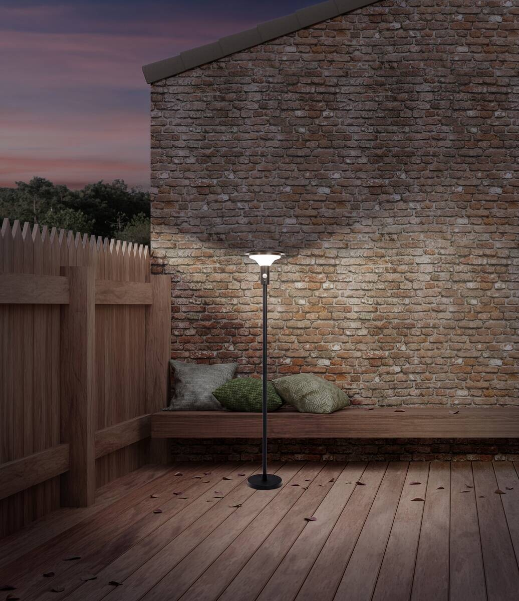 LED-Solarleuchte 2071622 schwarz Edelstahl Kunststoff H/D: ca. 140x21 cm