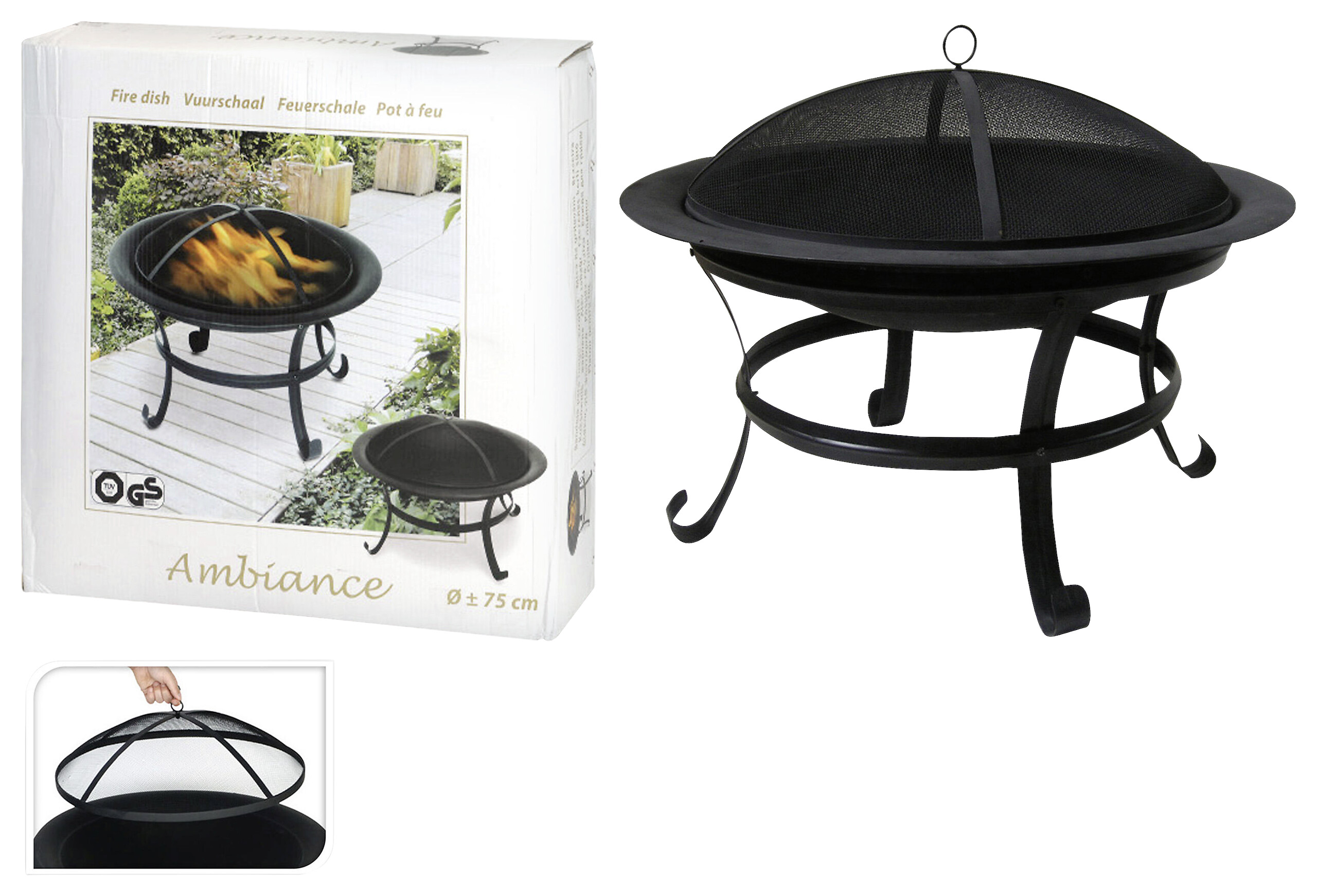 Feuerschale schwarz Eisen B/H/L: ca. 77x17,5x76,5 cm Feuerschale schwarz Eisen B/H/L: ca. 77x17,5x76,5 cm