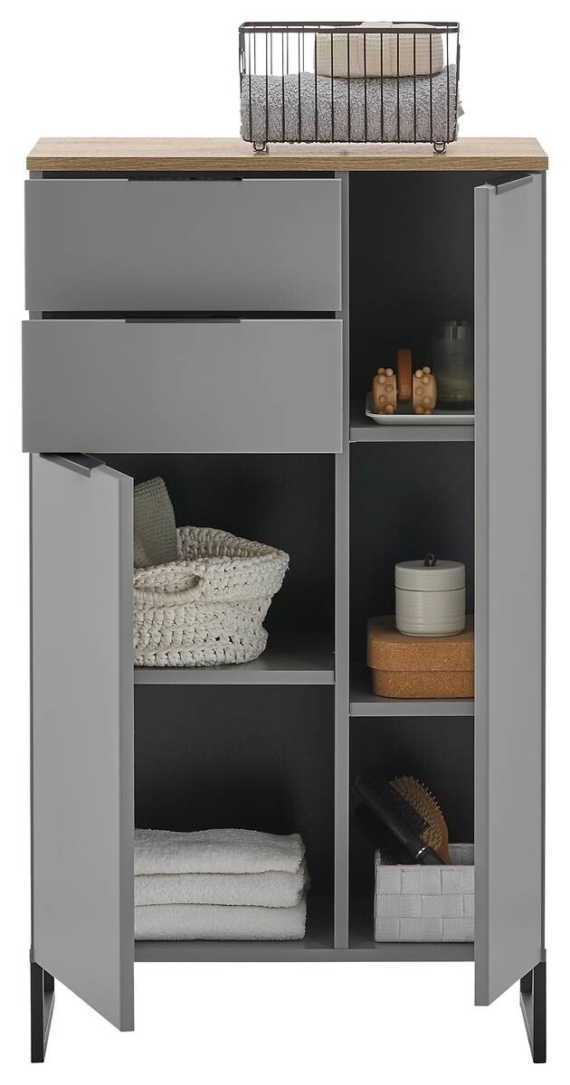 Midischrank Denver grau matt Eiche Evoke Coast Nachbildung B/H/T: ca. 60x106x32 cm