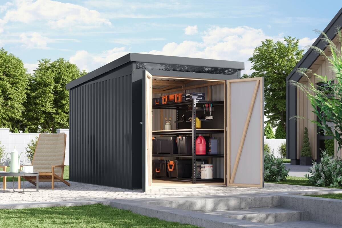 Karibu Gartenhaus IIndra 2,5 anthrazit B/H/T: ca. 206x213x289 cm