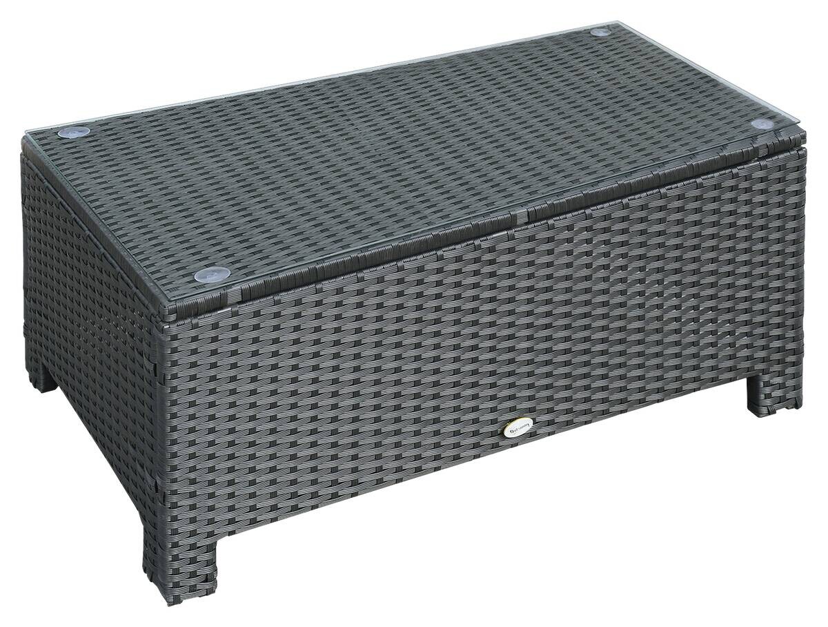 Outsunny Beistelltisch schwarz Glas B/H/L: ca. 50x85x39 cm