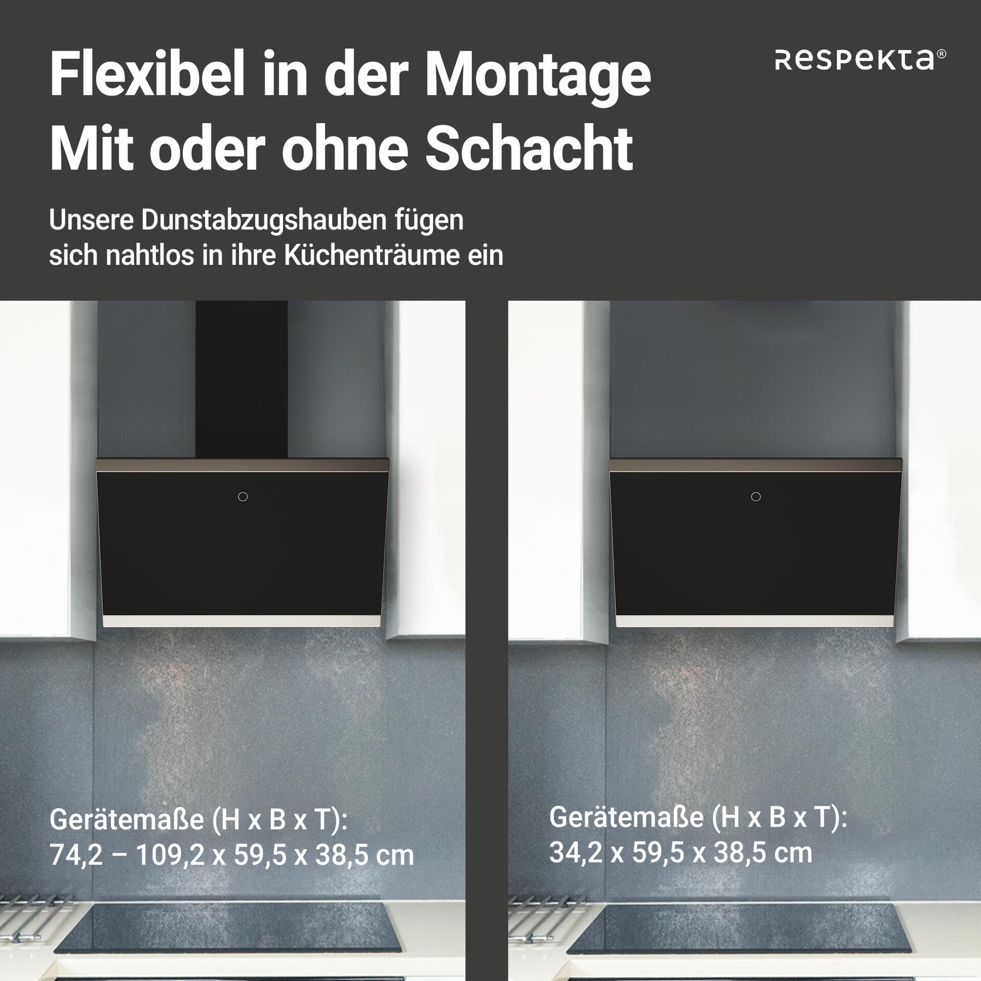 Respekta Dunstabzugshaube CH89060S schwarz B/H/T: ca. 59,5x73,5x37,8 cm