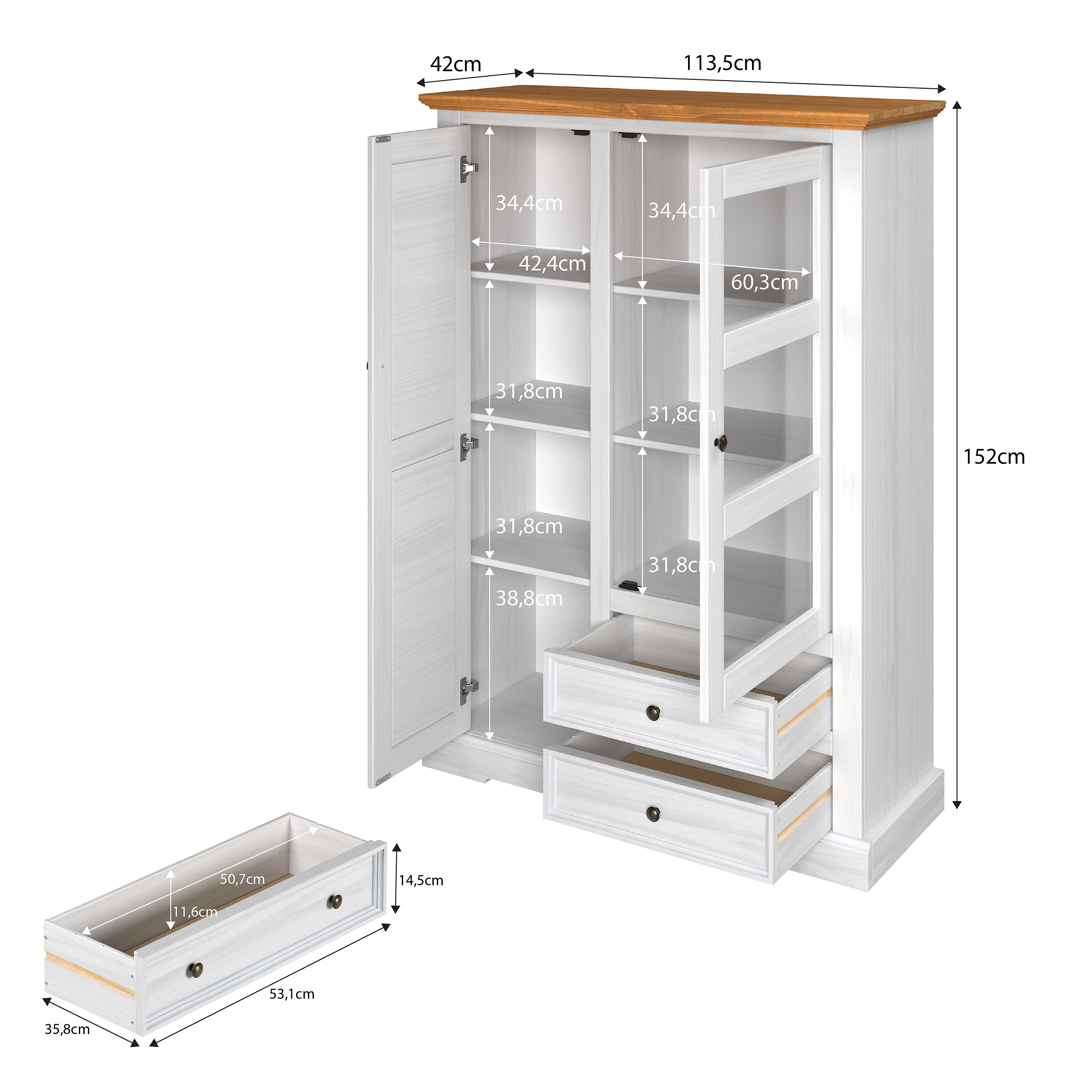 Highboard Breda B/H/T: ca. 114x156x42 cm